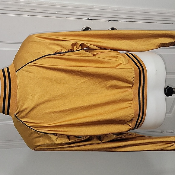 ARIA Clothing  Gold/ Black Trim Cuff and Hem Varsity Jacket - Picture 8 of 10